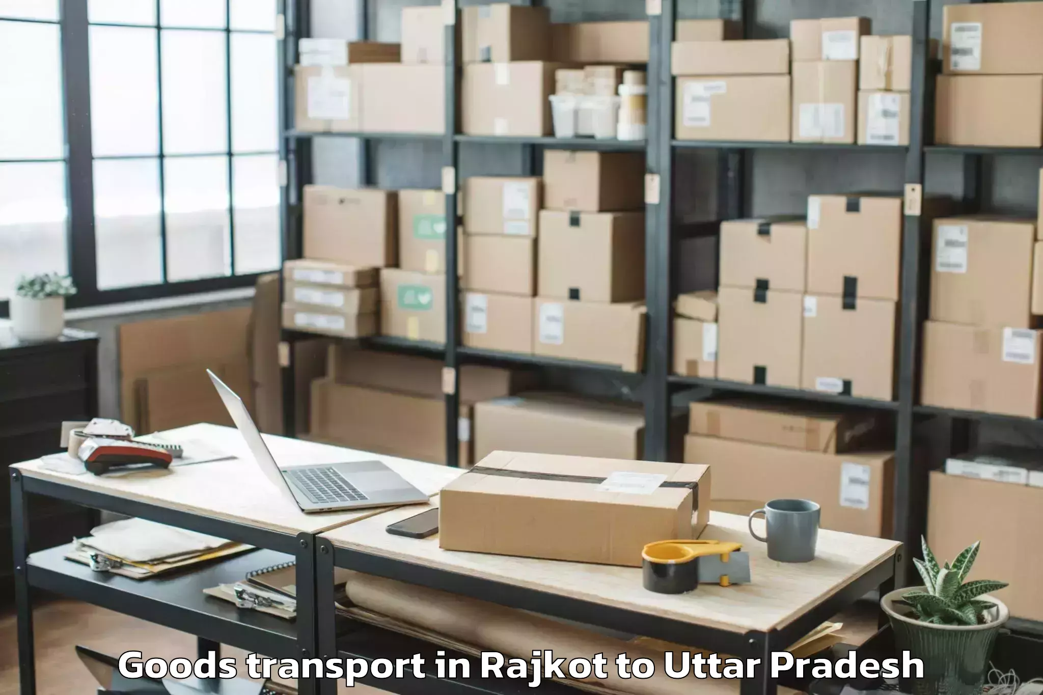 Top Rajkot to Barkhera Kalan Goods Transport Available